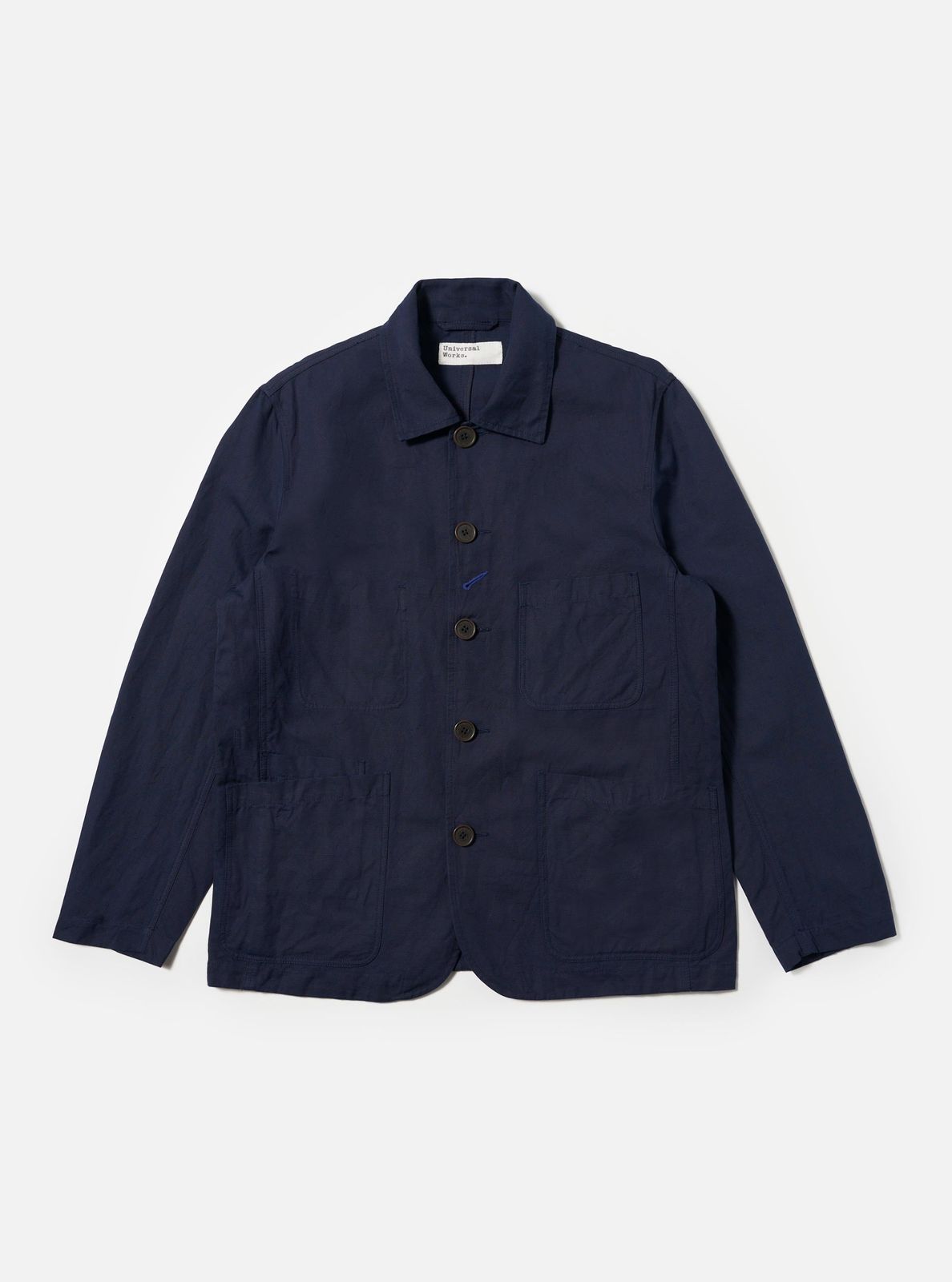 Navy Linen Slub Weave Bakers Chore Jacket