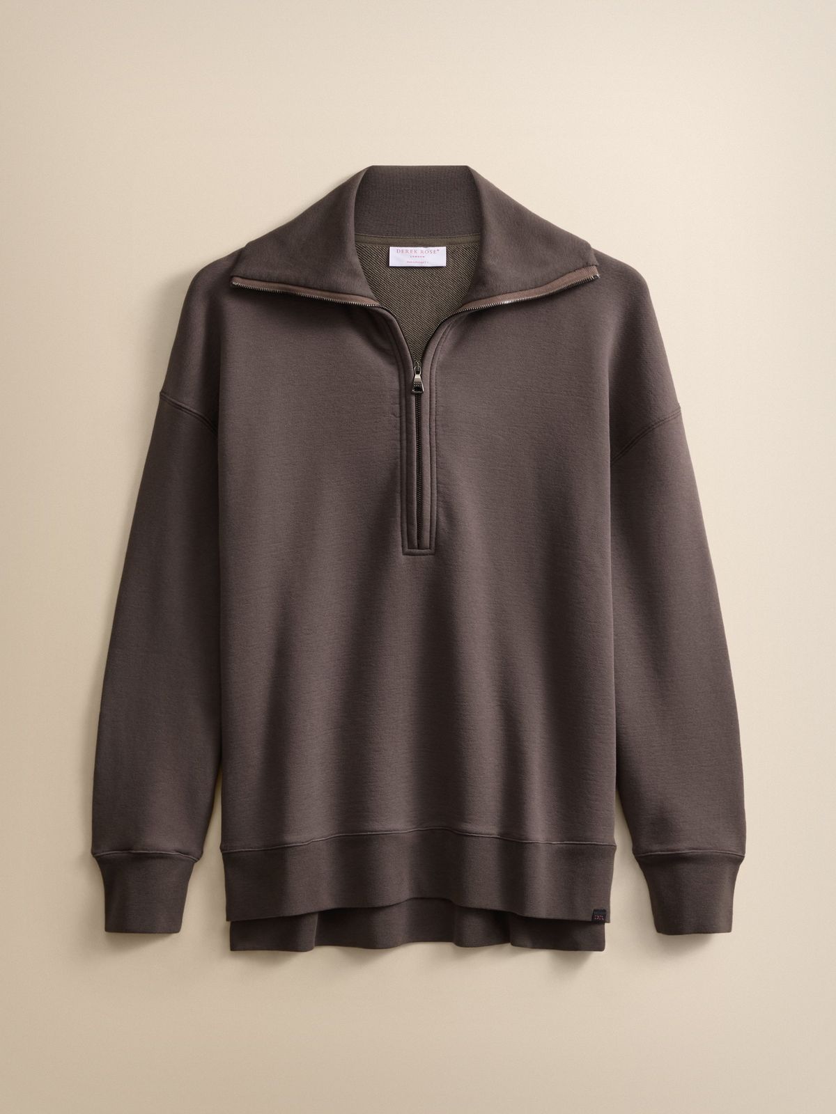 Harley Cotton Modal Half-zip Sweatshirt Espresso Brown