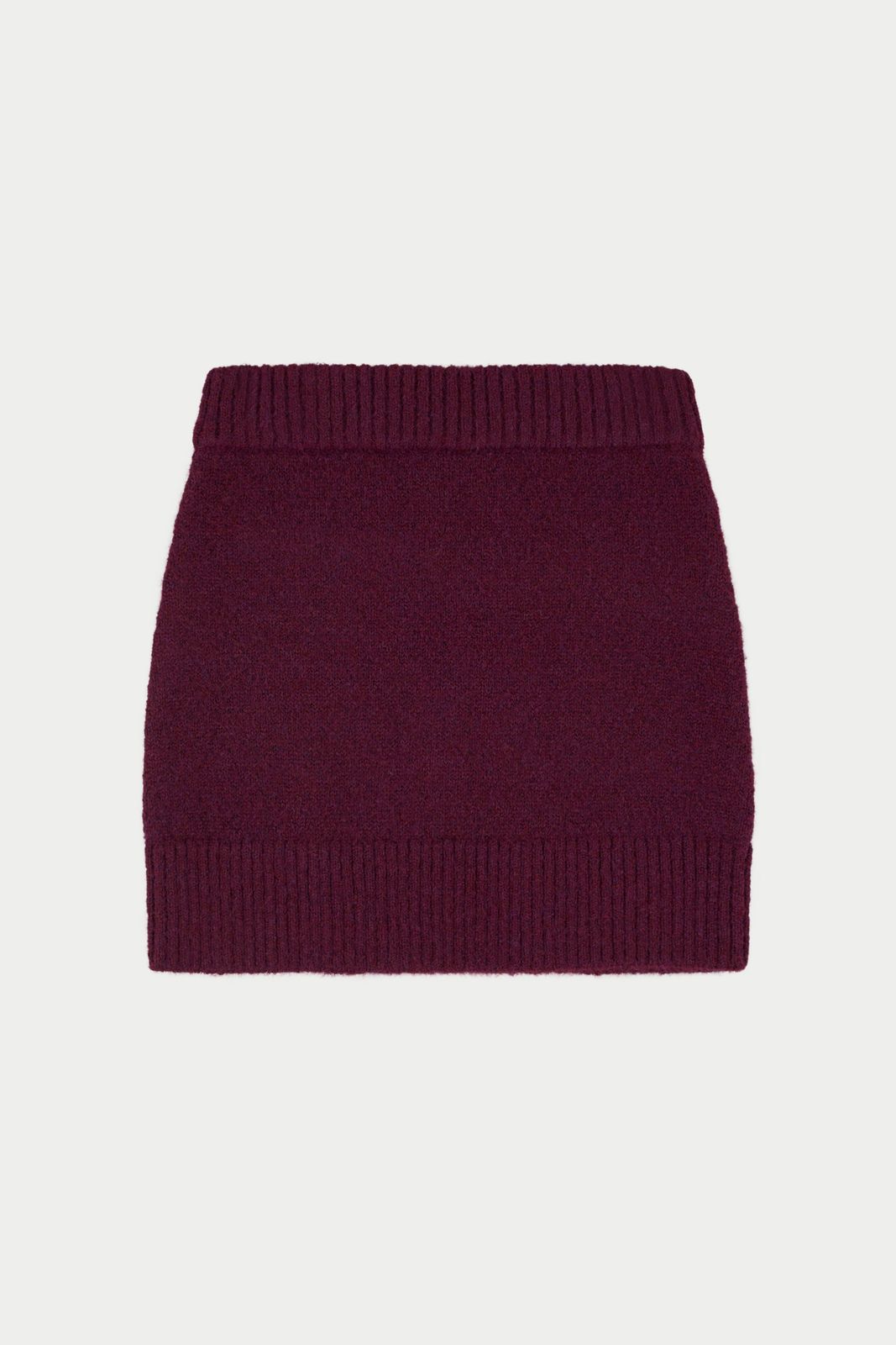 EMBLEM EMBROIDERED KNIT SKIRT - PLUM