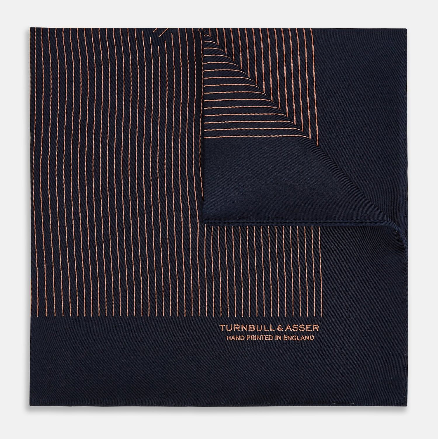 Navy and Blush Stripe Silk Pocket Square