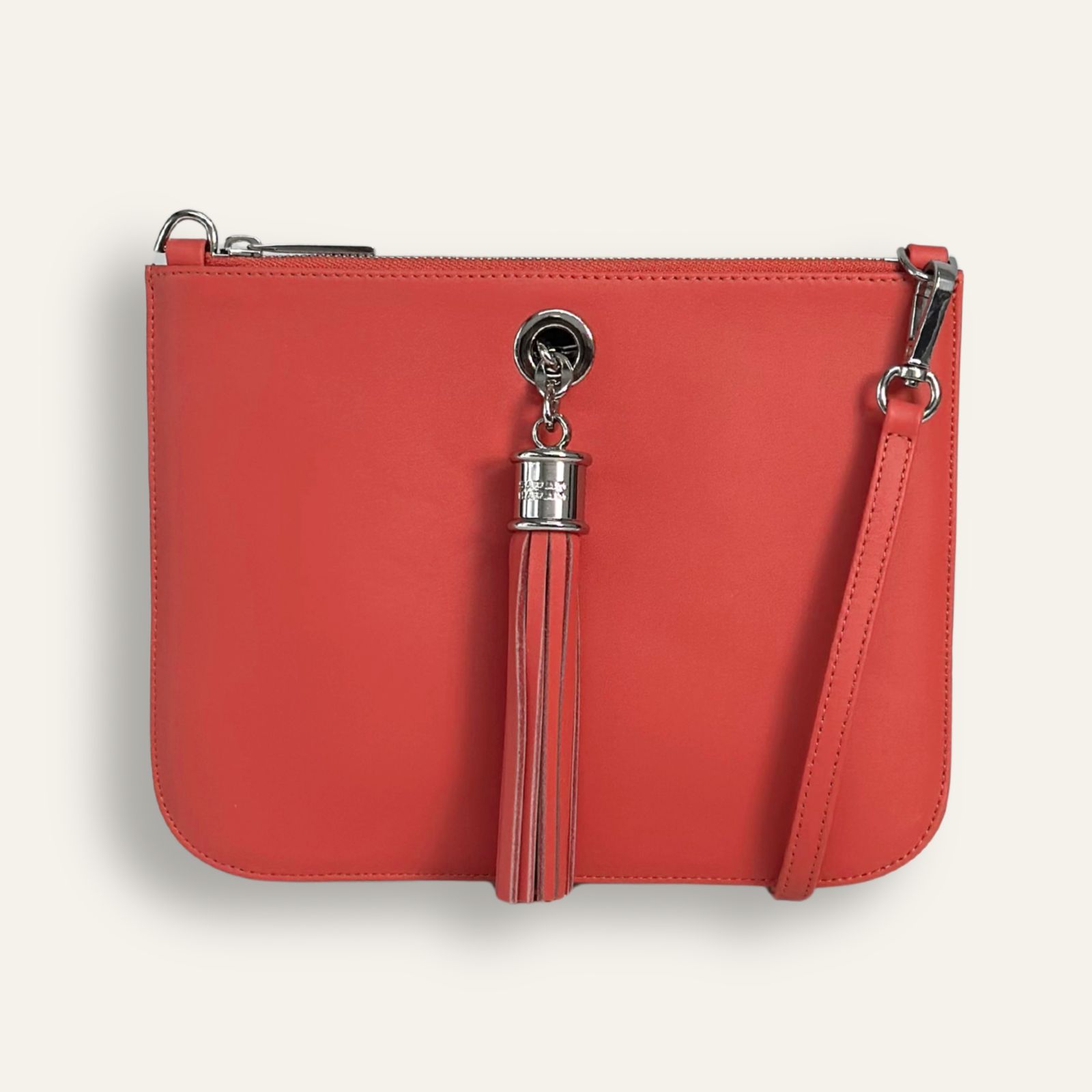 Preloved Ivy Clutch | Coral with Silver hardware
