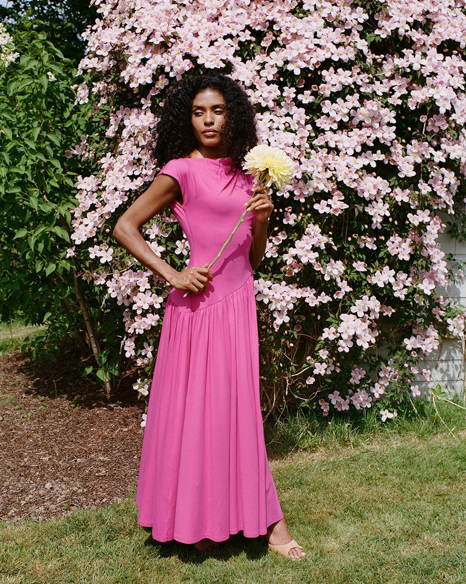 Lily Asymmetric Dropped Waist Maxi Dress