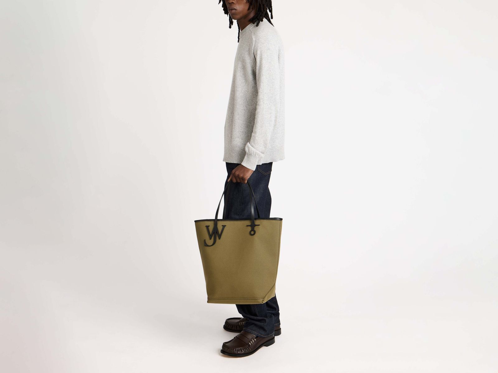 LARGE ANCHOR CANVAS TOTE IN KHAKI