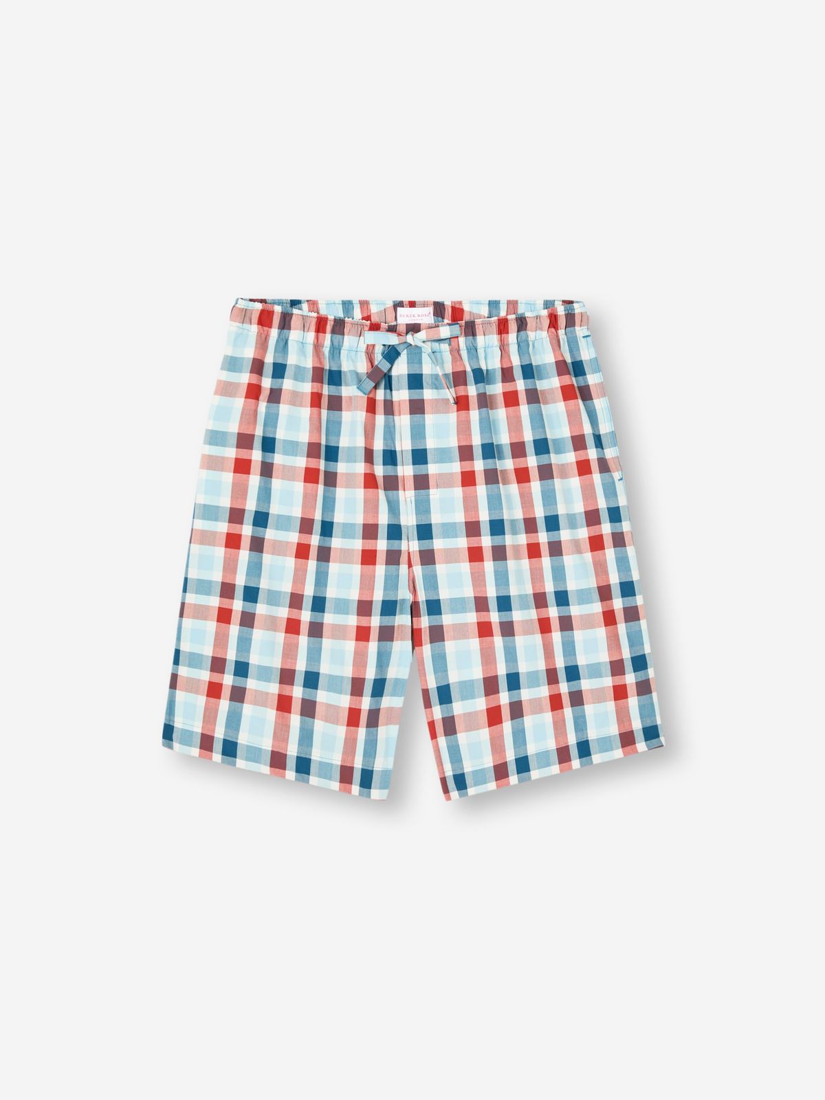 Barker Cotton Lounge Shorts Teal & Red Check