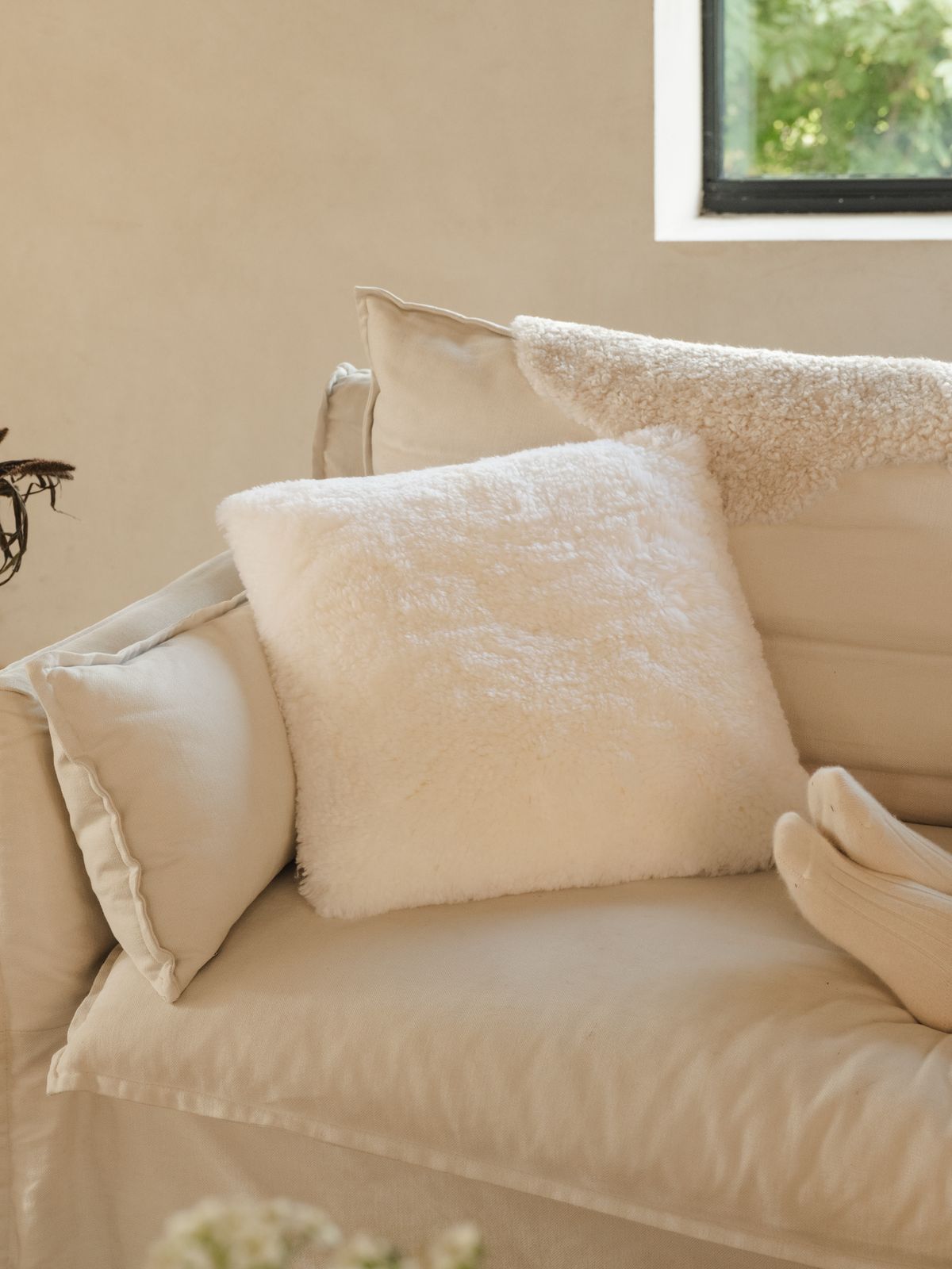 Shearling Cushion - White
