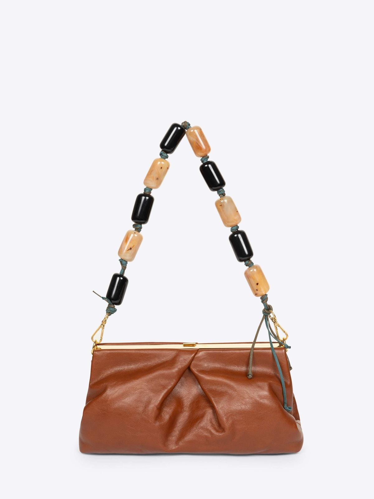 Pleated leather clutch