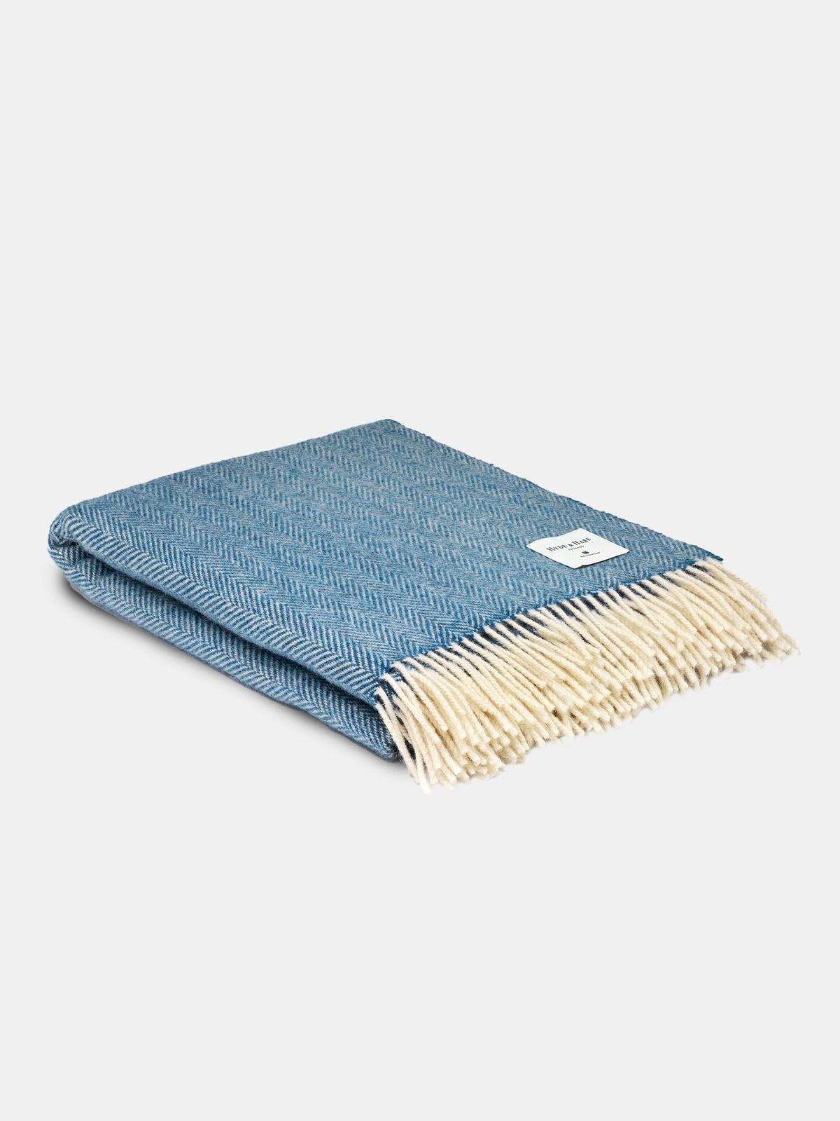 The Selsey Herringbone Throw - Blue Sky