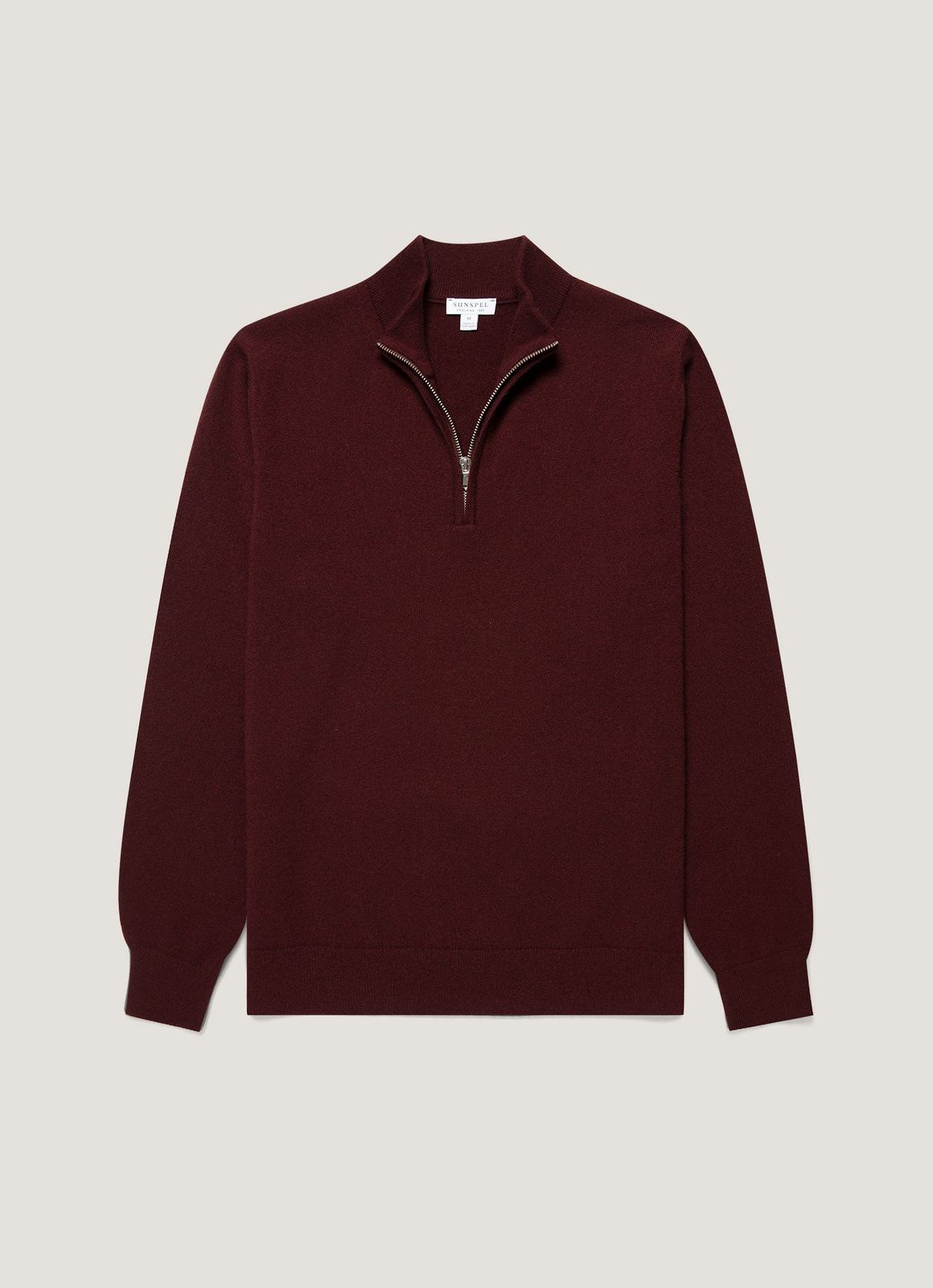 Men's Cashmere Half Zip Jumper in Bakelite
