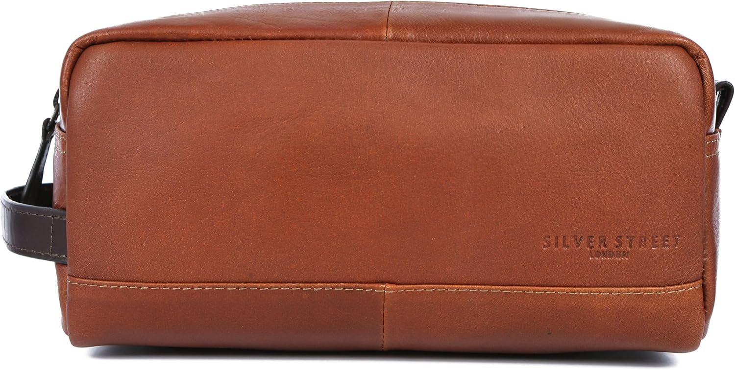 Santiago Leather Washbag - Tan