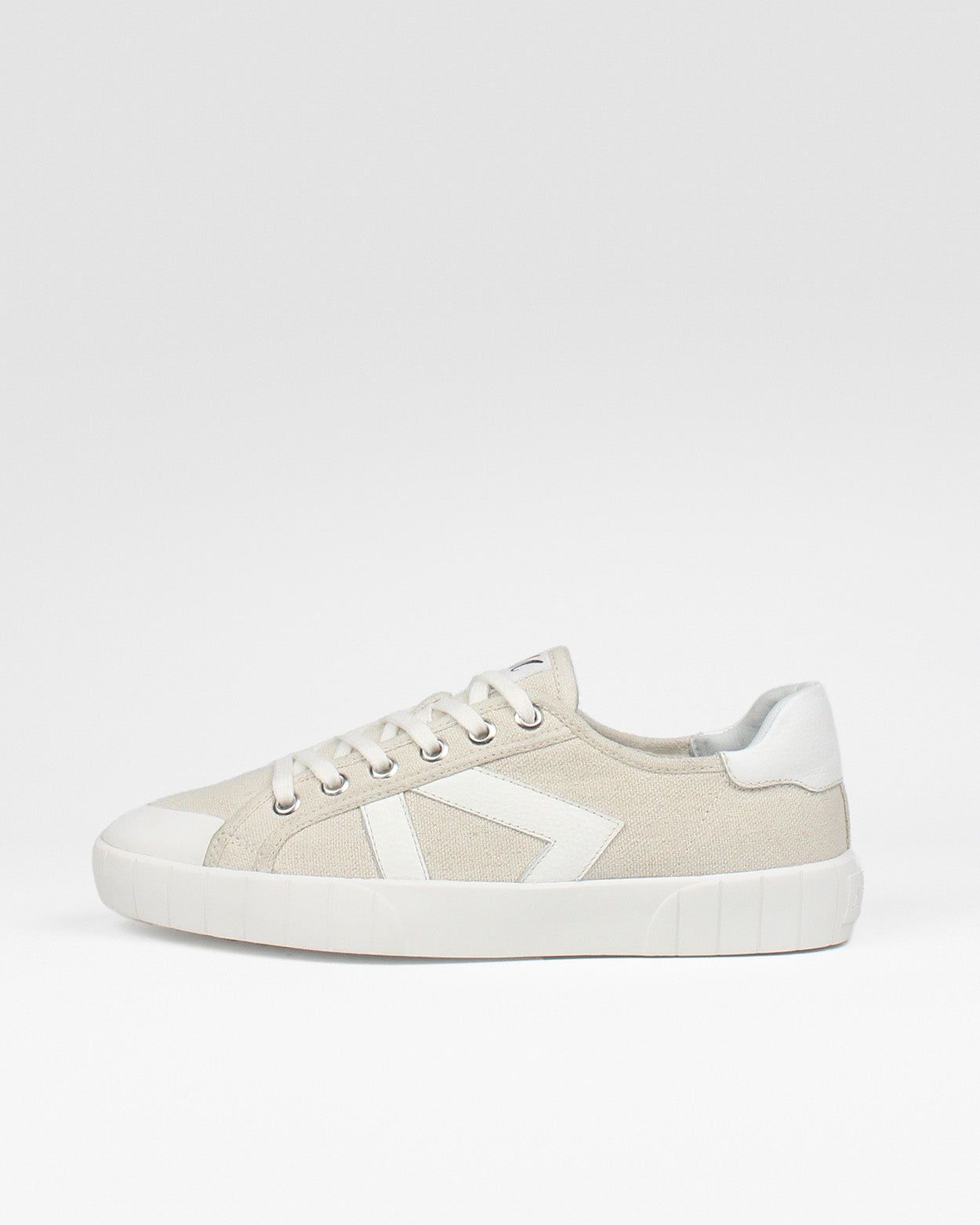 Helios Low Top Trainers - Beige Canvas & White Leather