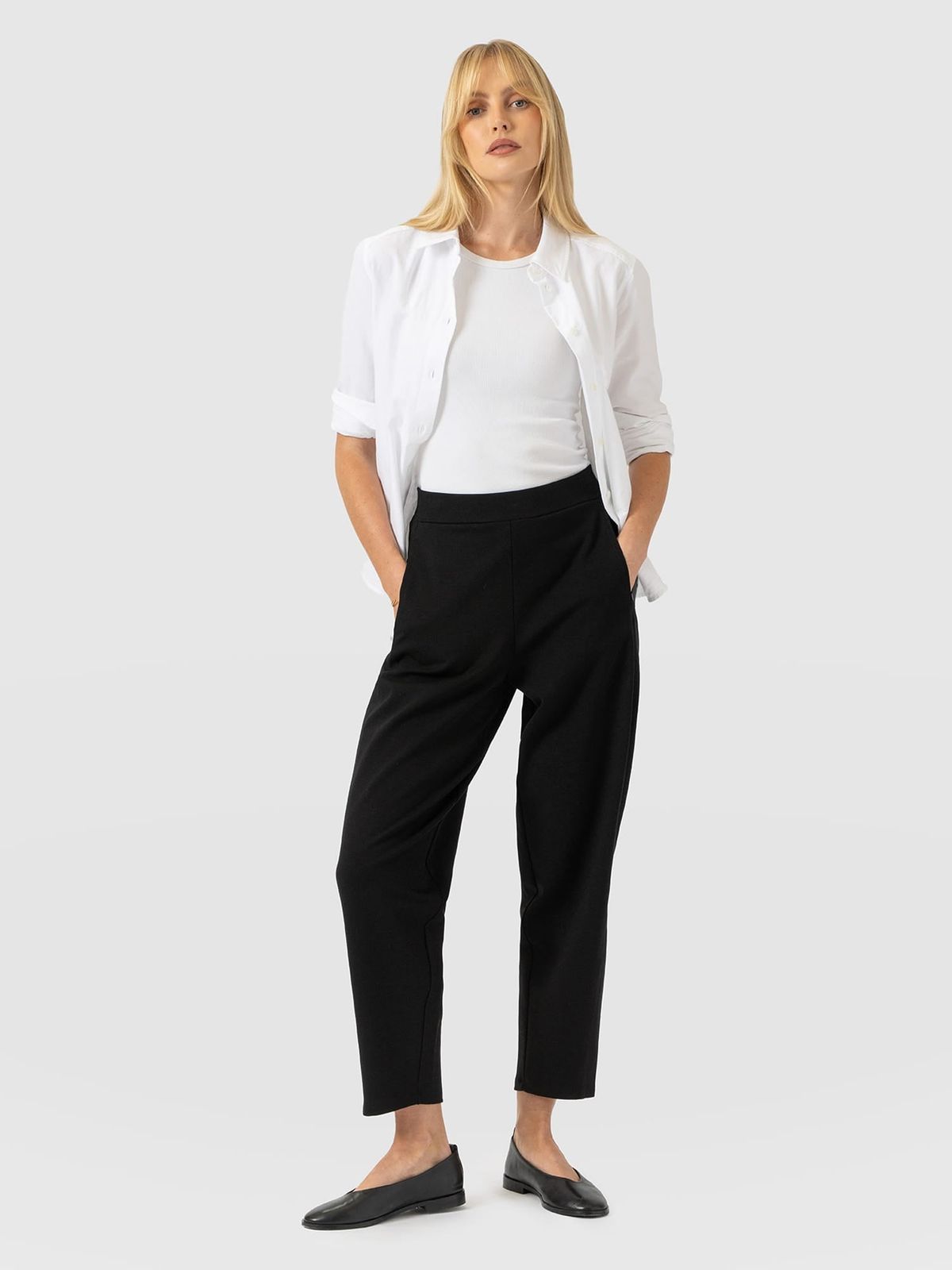 Barrel Leg Jersey Pant - Black