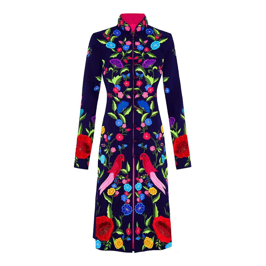 Navy Elysium Embroidered Georgette Nehru Jacket