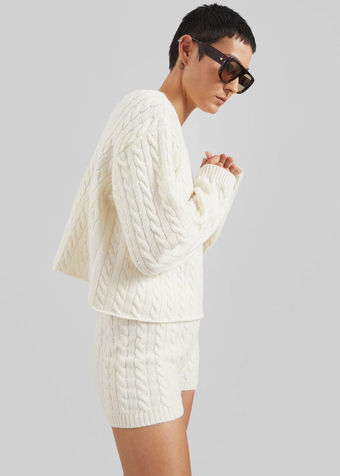 Brisbane Cropped Boxy Sweater - White