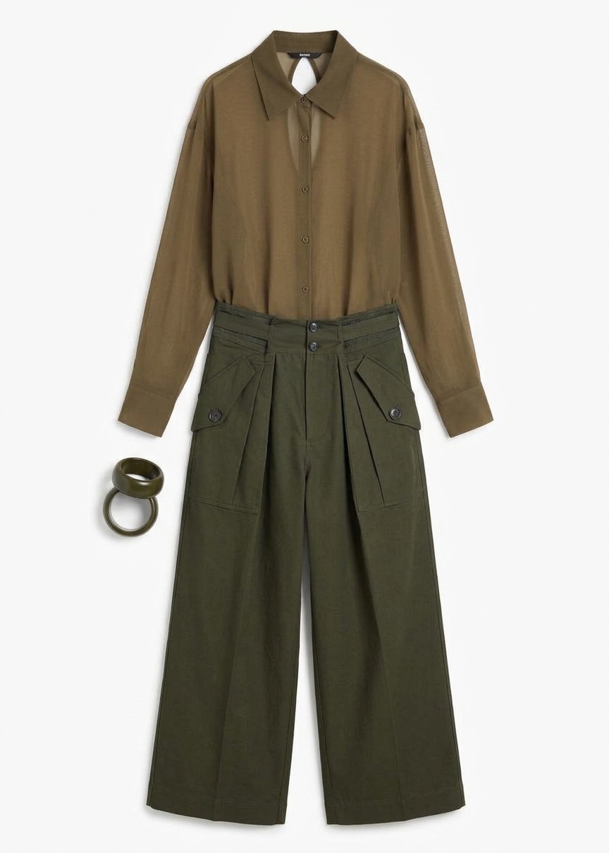 Peri Georgette Shirt - Khaki