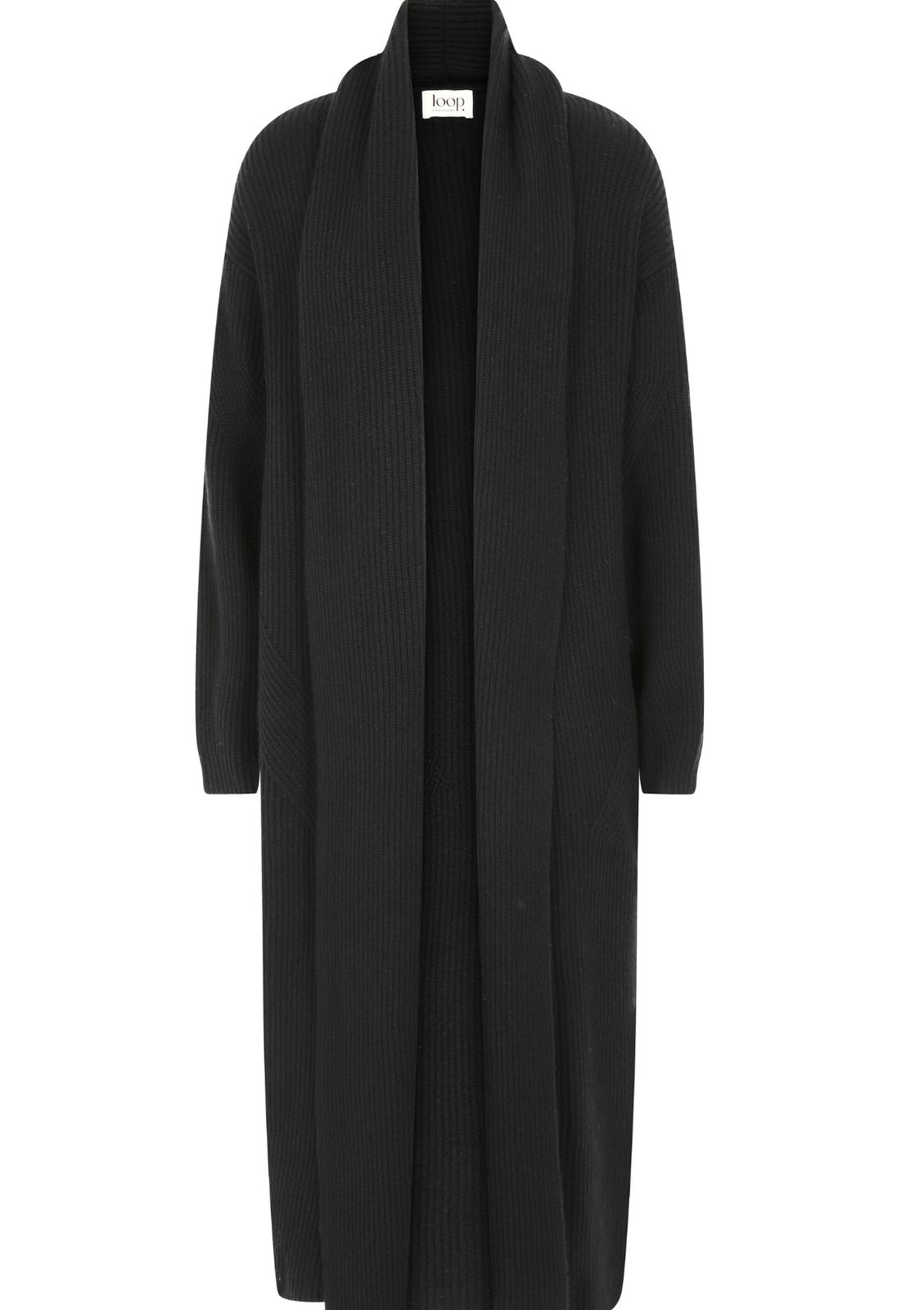 Ribbed Cashmere Coatigan In Black