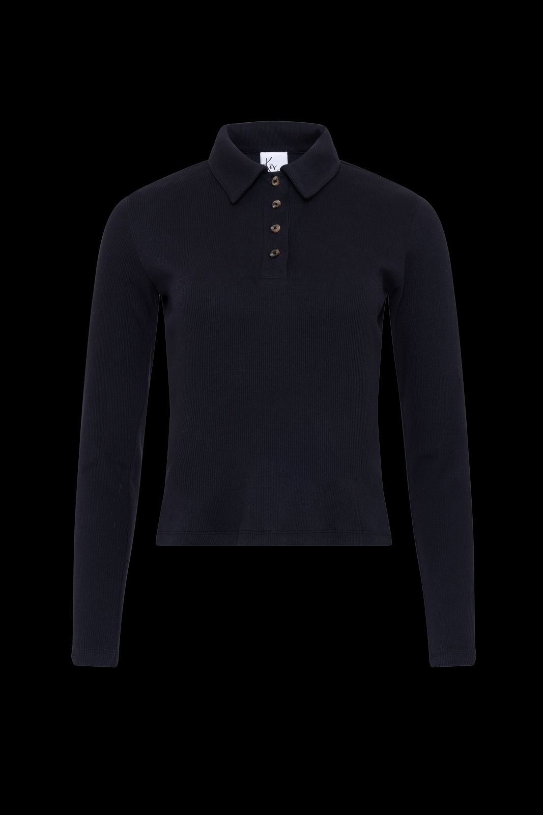 The Kōr Ribbed Knit Organic Cotton Polo in Black