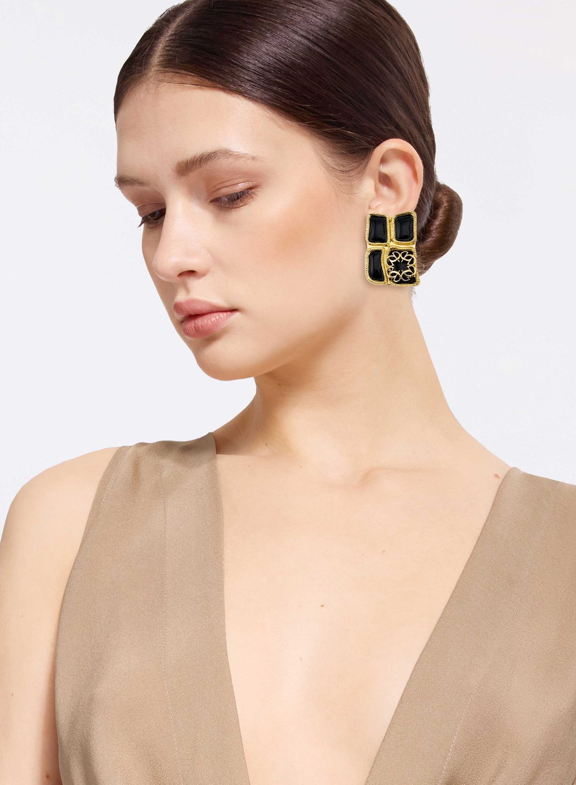 Black Metallic Earrings
