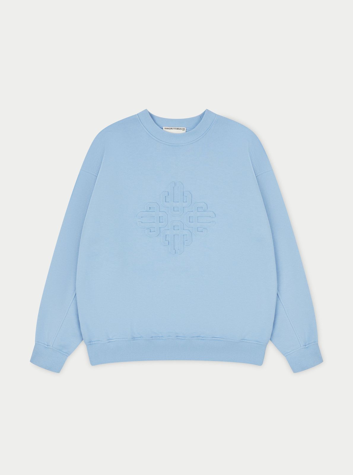 EMBLEM EMBOSSED OVERSIZED CREW - BLUE