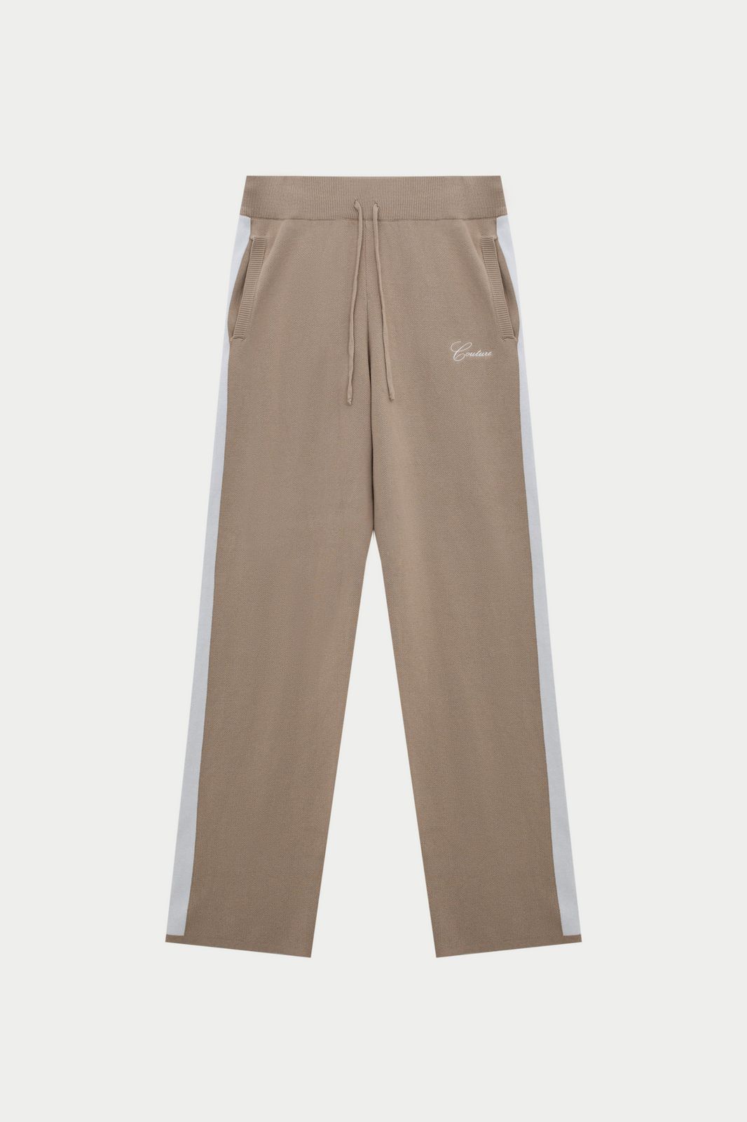 SIDE STRIPE KNITTED JOGGER - BEIGE