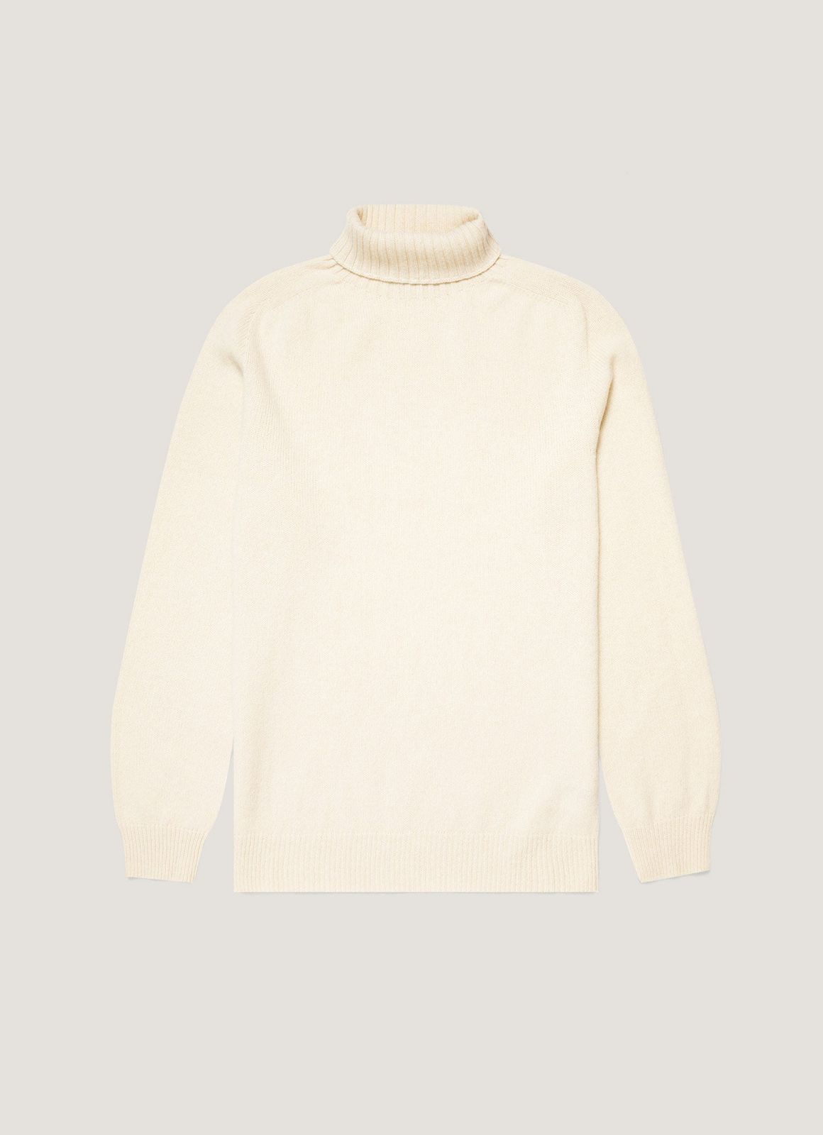 Men's Lambswool Roll Neck in Ecru