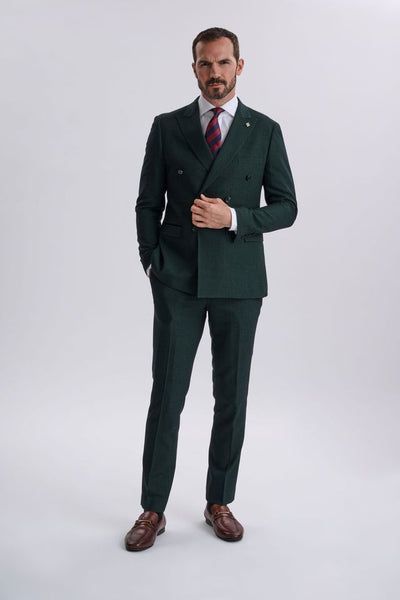 Regent Olive Double-Breasted Two Piece Suit