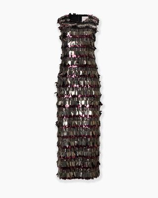Sequin-Embroidered Ankle-Length Dress