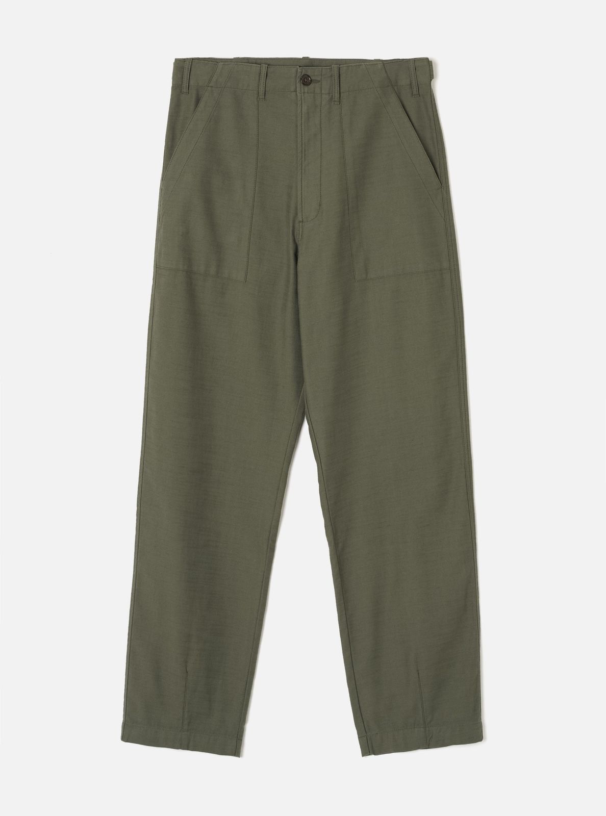 Olive Slub Sateen Loose Fatigue Pant