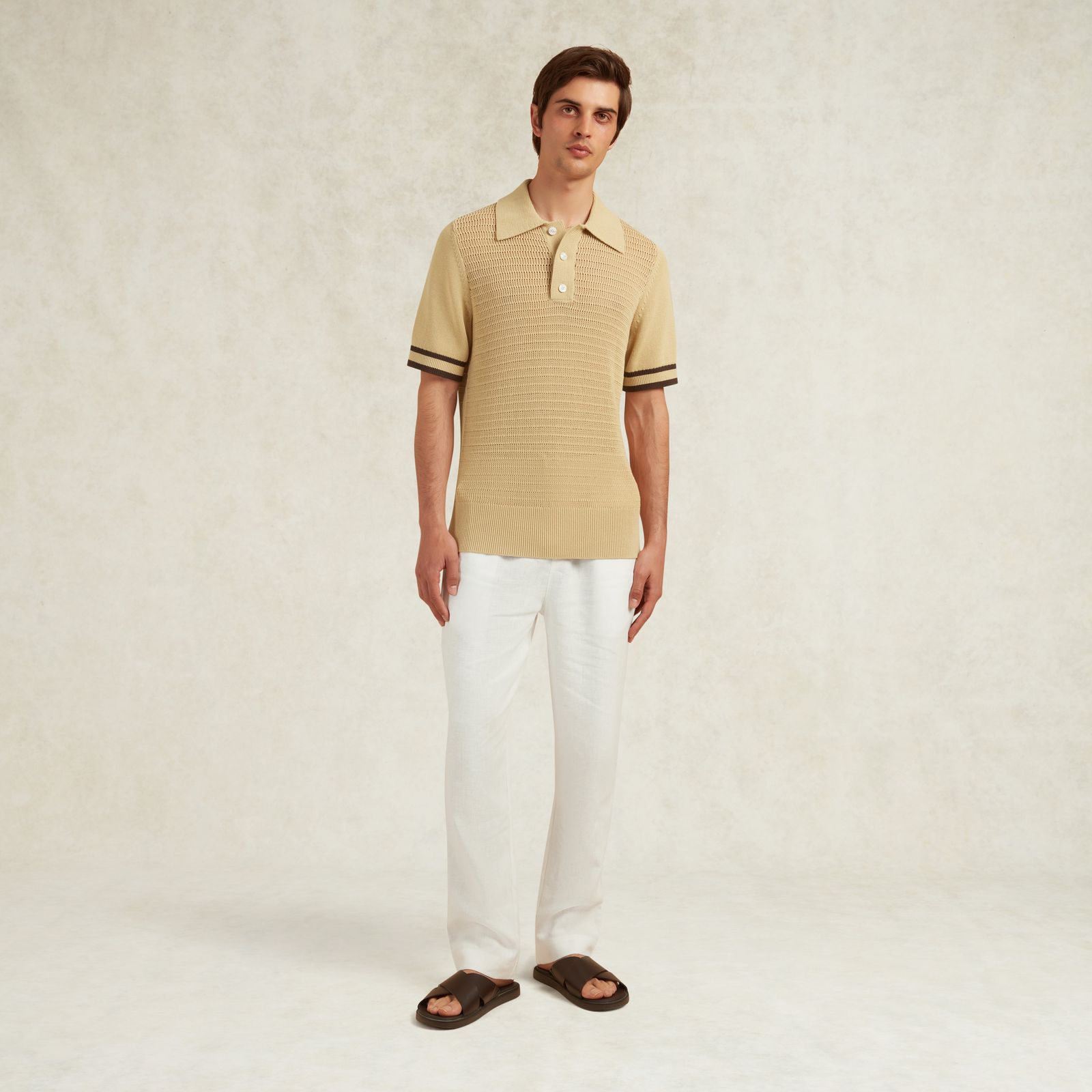 CAPELLO COTTON KNITTED POLO - BEIGE