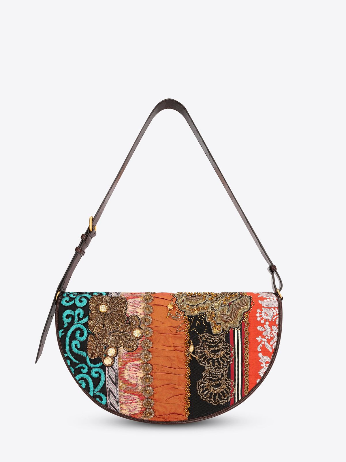 Large embroidered crossbody bag