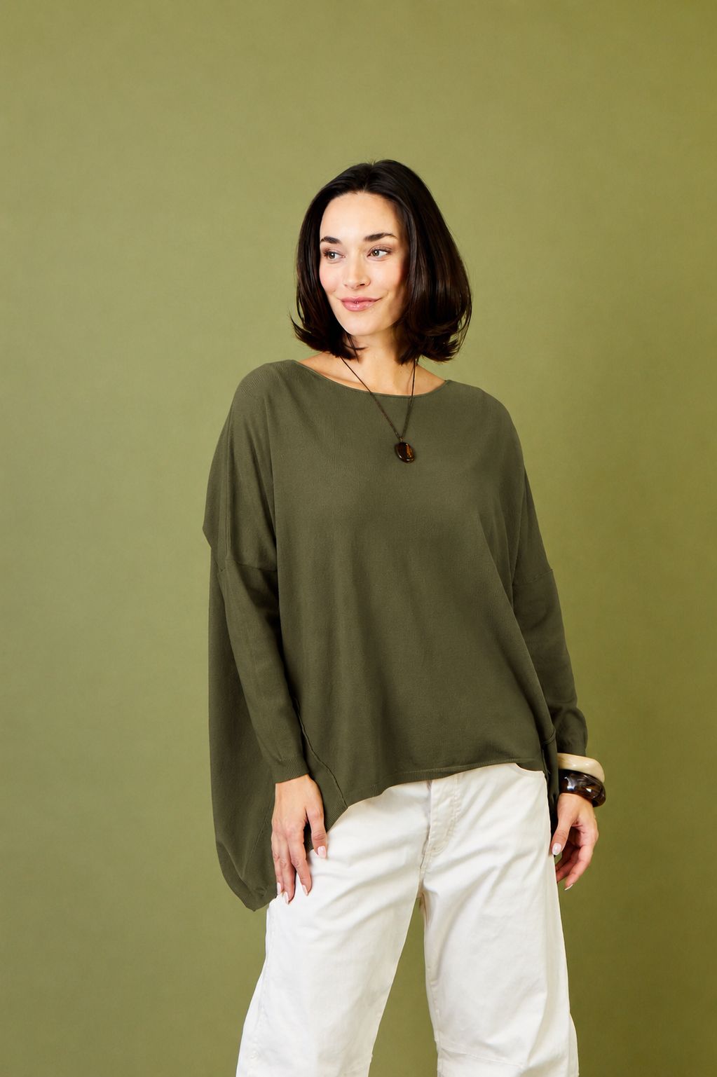 Tristan Hi Lo Boat Neck Oversized Knit Sweater