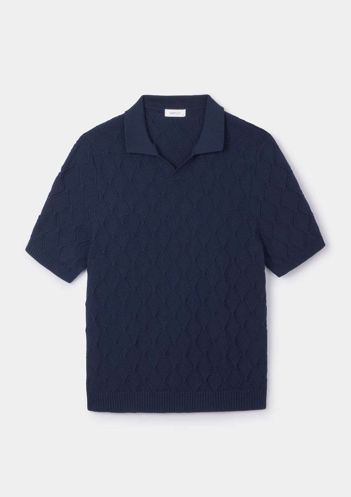 Navy Diamond Knit Resort Polo
