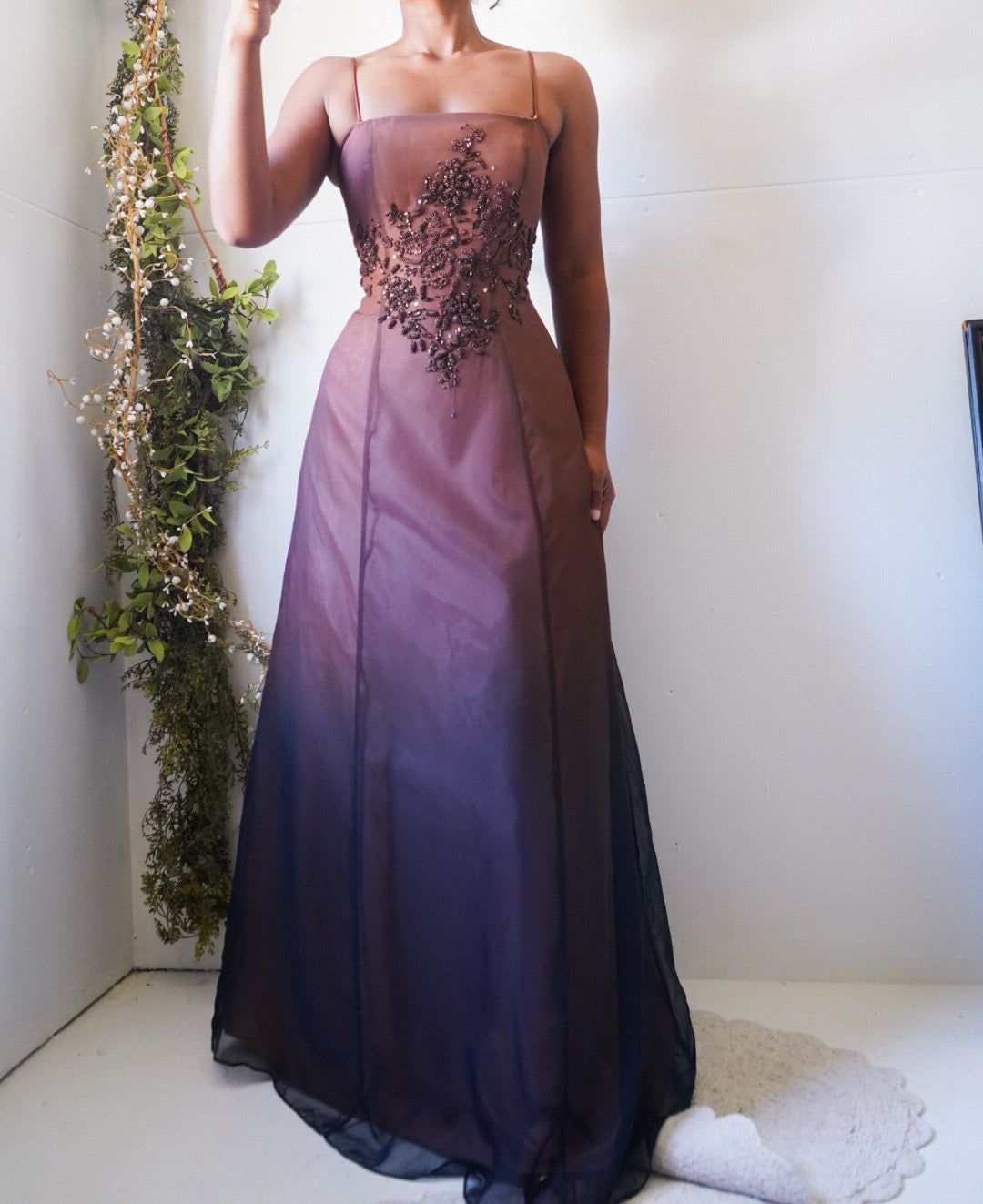 Vintage Y2K Brown to Navy Blue Ombre Gown