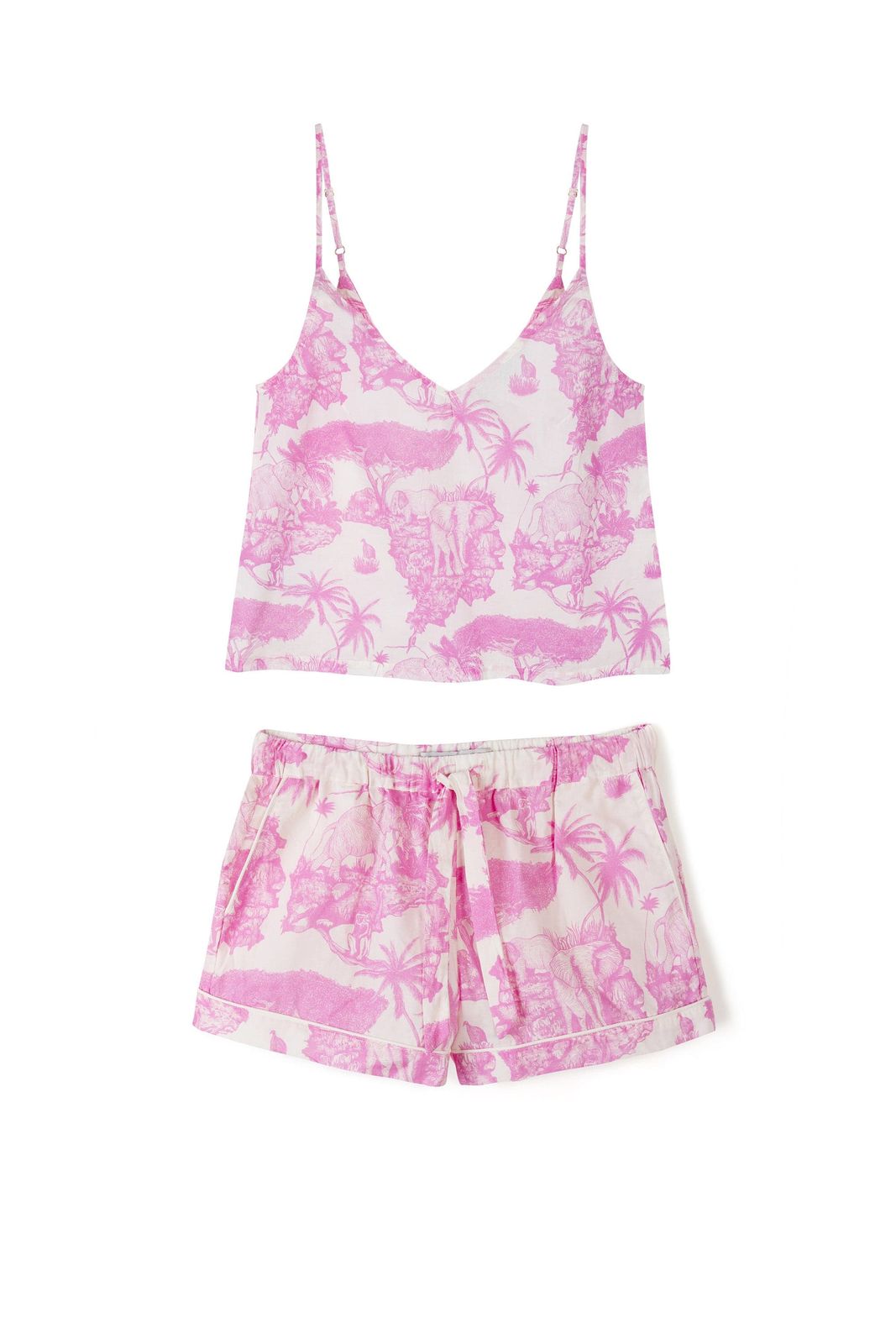 Cami Top And Shorts Set Loxodonta Print Pink