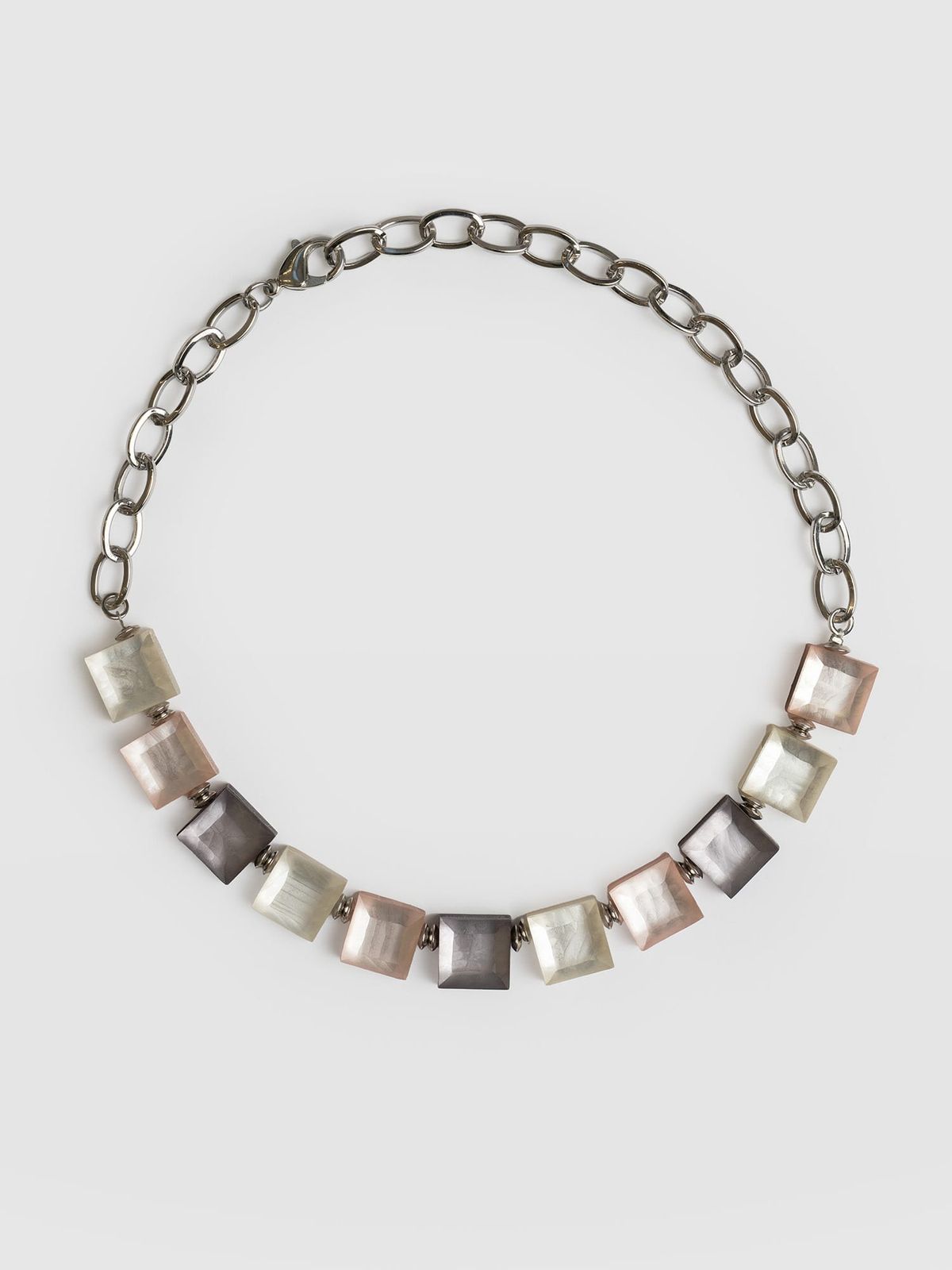 Cube Beaded Necklace - Champagne