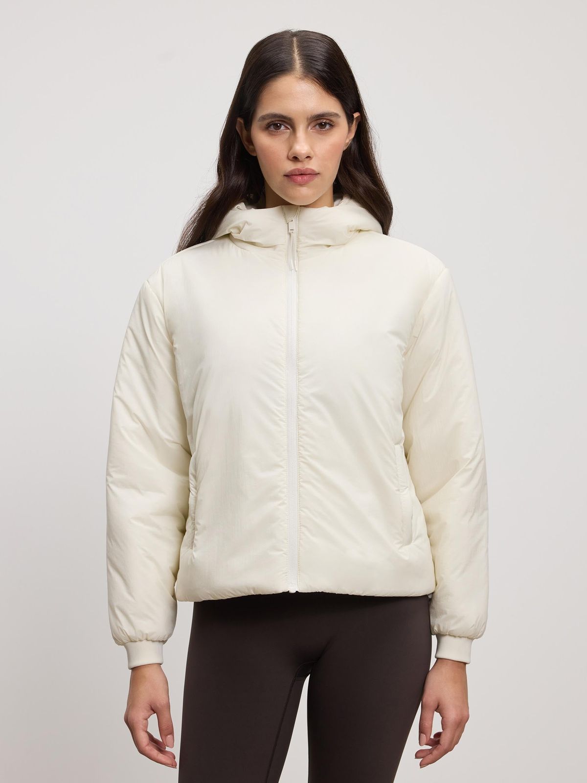 Womens Puffer Windbreaker in Ecru