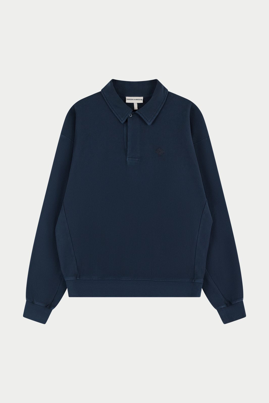 HEAVYWEIGHT WASHED RIBBED POLO SWEATSHIRT - NAVY