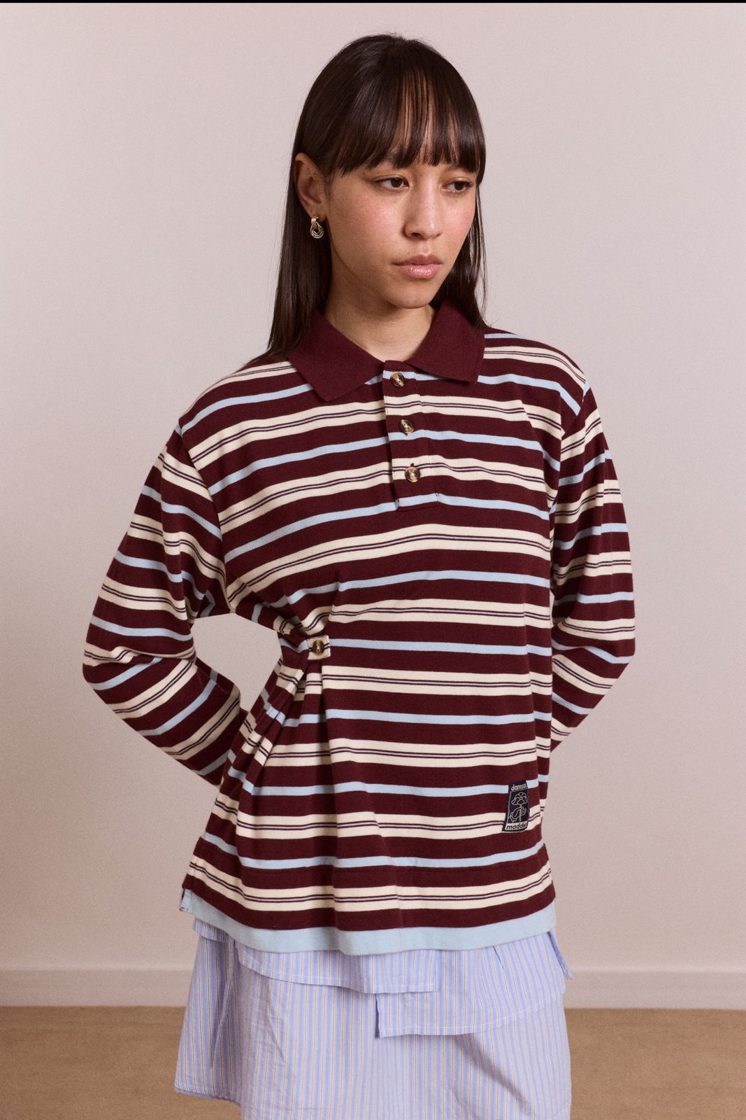 Noah Cinch Layered Rugby - Choc Stripe