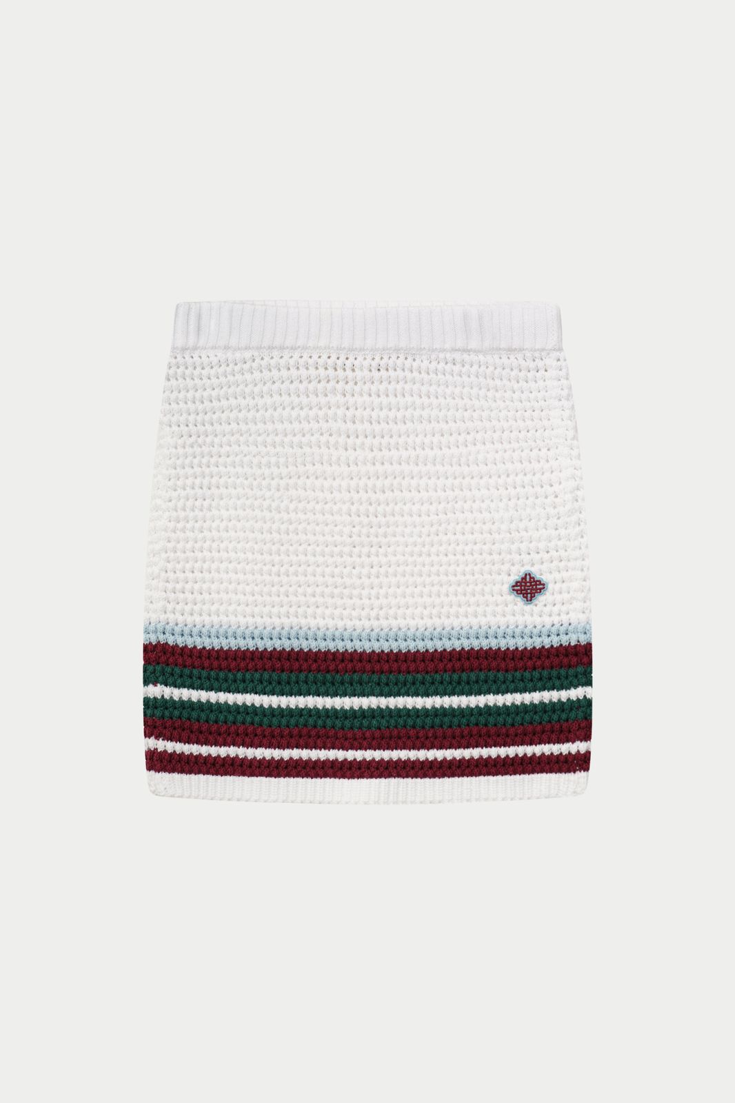 STRIPE CROCHET KNITTED MINI SKIRT - BURGUNDY