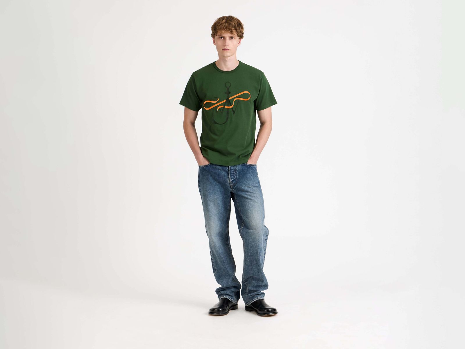 MENS RIBBON ANCHOR T-SHIRT IN GREEN