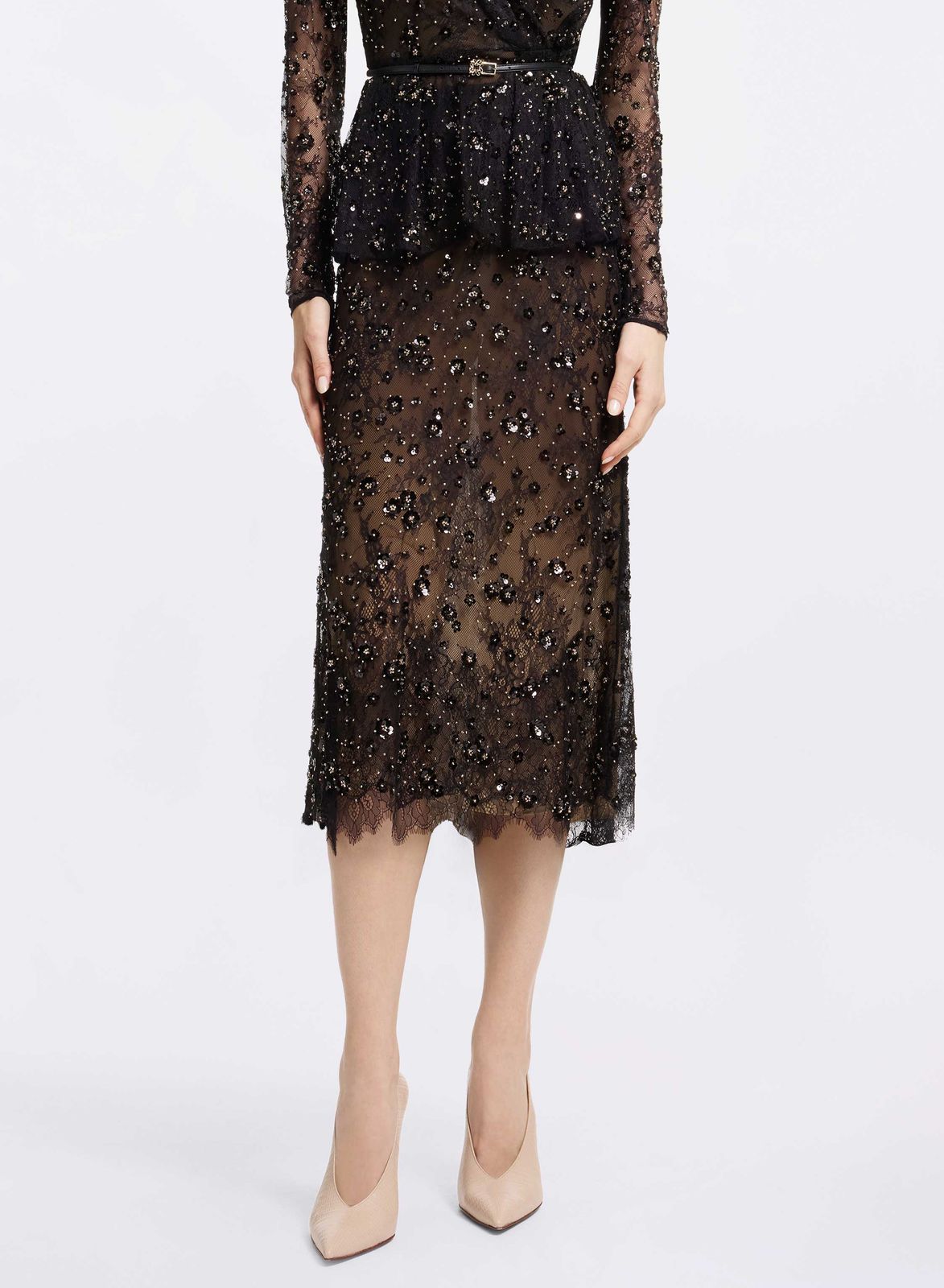 Lace Embroidered Midi Skirt