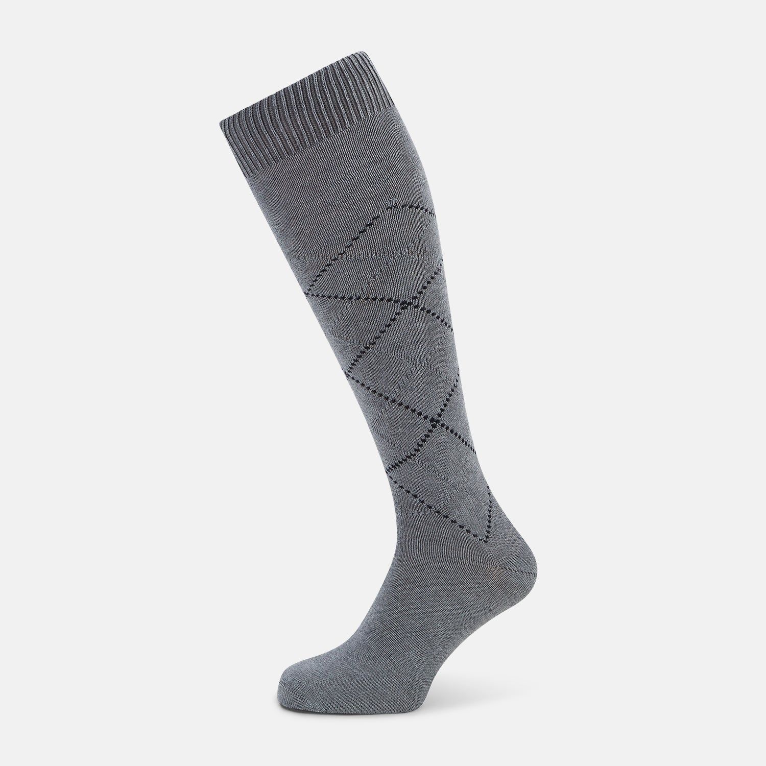 Light Grey Melange Diamond Long Socks