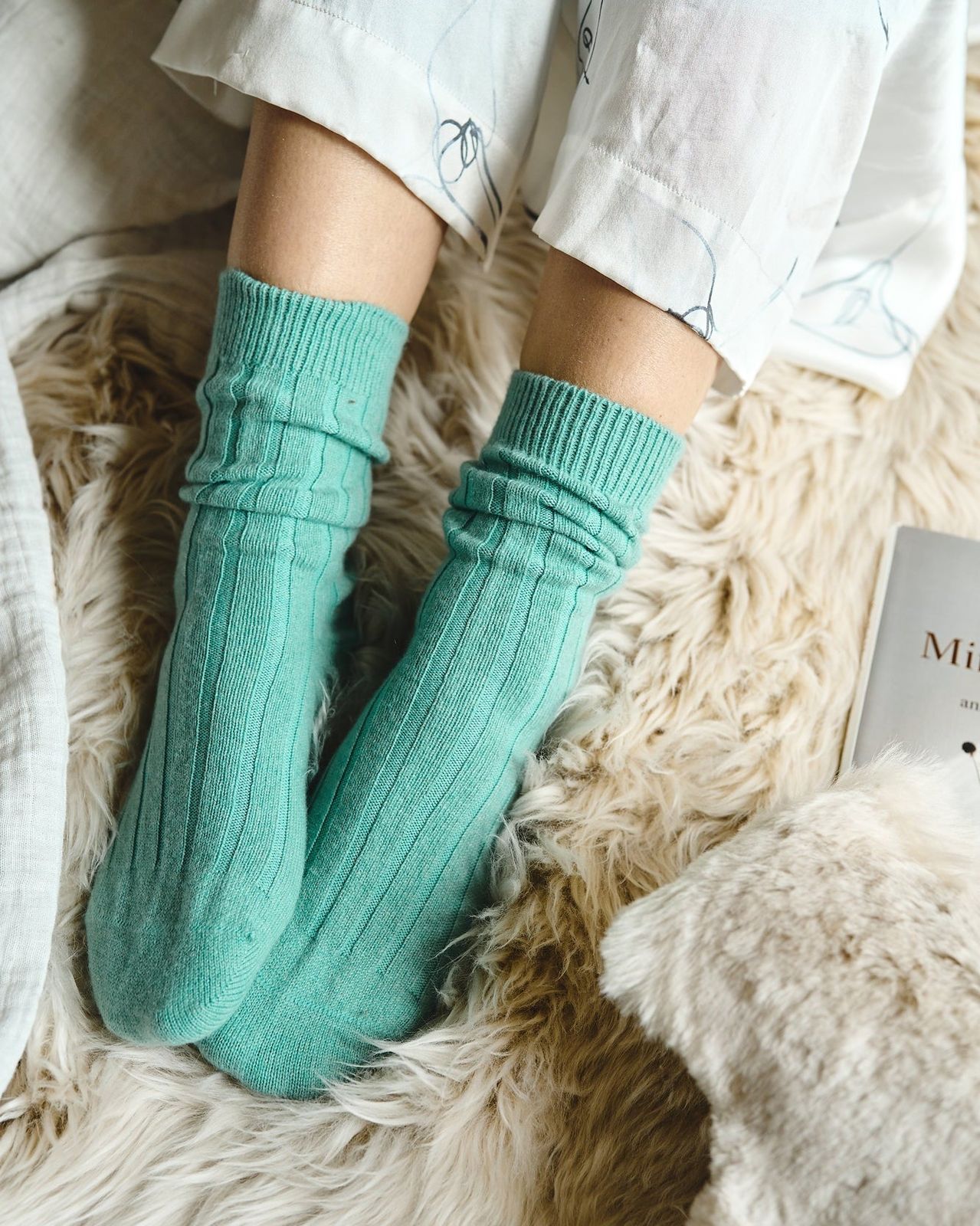 Women's Cashmere Bed Socks - Mint