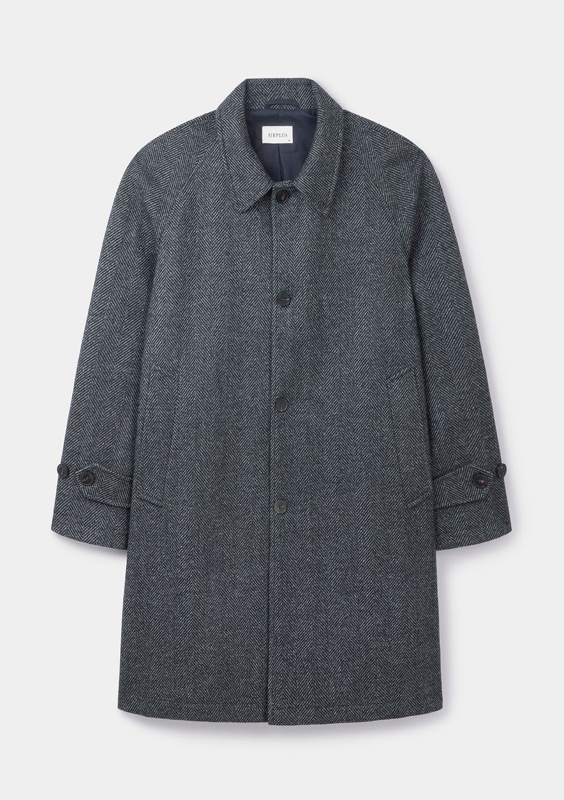 Graphite Herringbone Wool Raglan Overcoat
