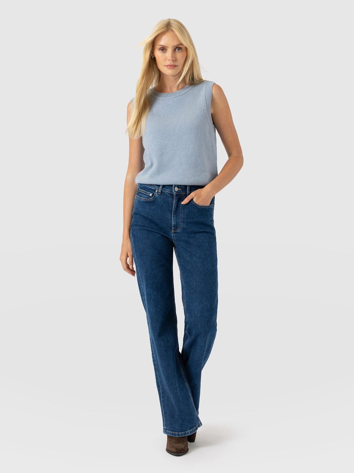 Wide Leg Jean - Mid Blue