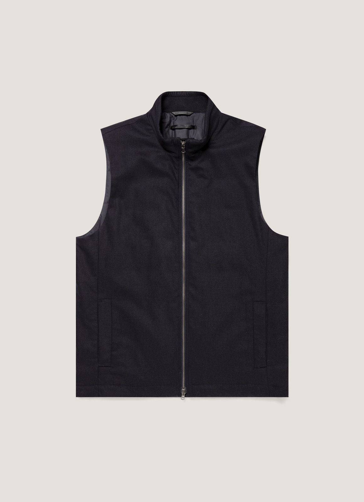 Men's Wool Cashmere Flannel Gilet in Navy
