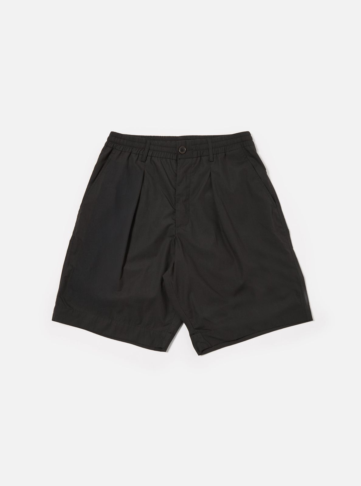 Black Recycled Polytech Pleated Track Short
