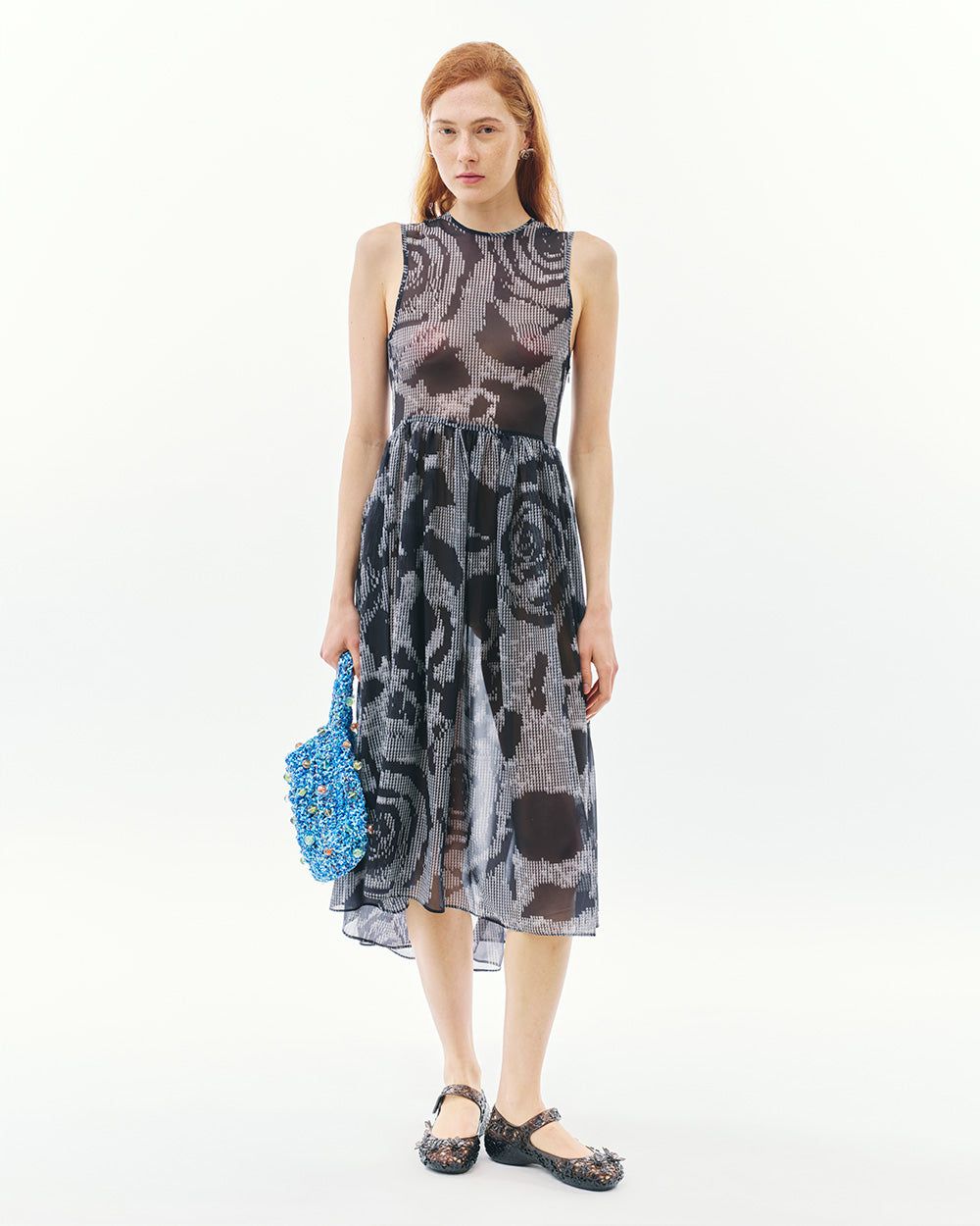 PRINTED FLORAL MIDI DRESS