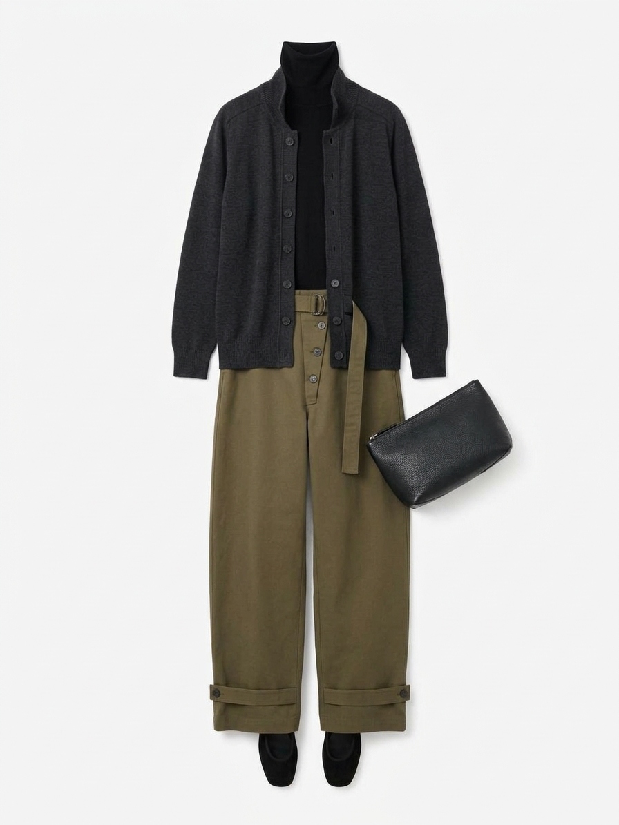 Faron Belted Pant In Utility Green