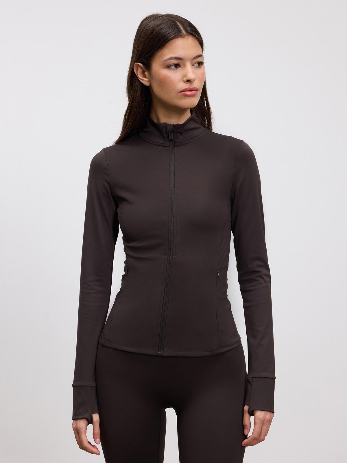Womens Active Zip Through Jacket in Brown