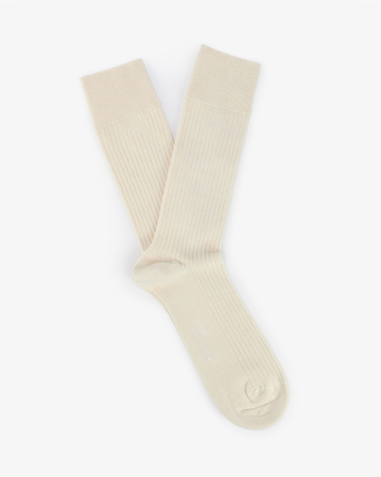 Organic Cotton Ribbed Socks - Cream